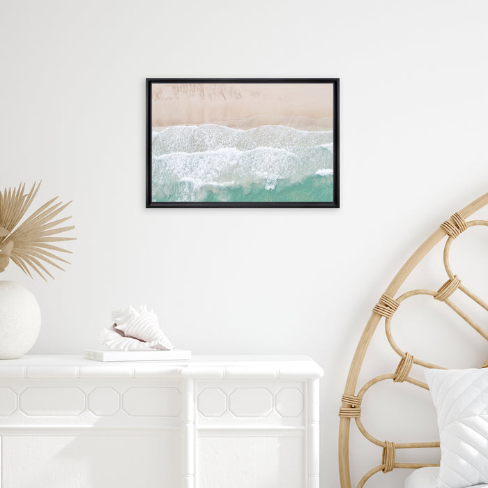 Beach Waves from Above Framed Canvas Wall Art