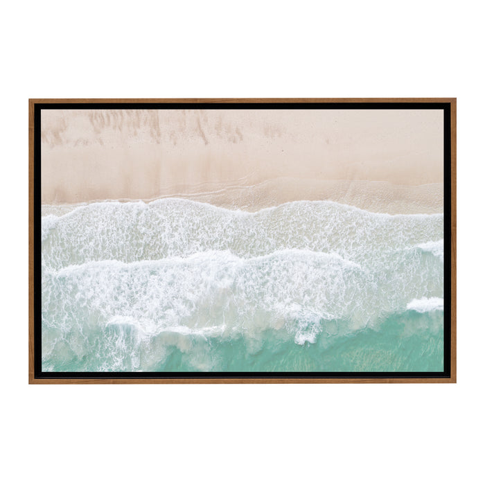 Beach Waves from Above Framed Canvas Wall Art